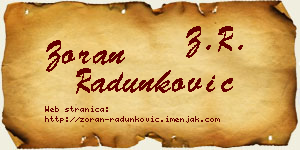 Zoran Radunković vizit kartica